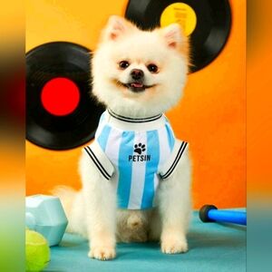 Blue and White Striped Dog Shirt